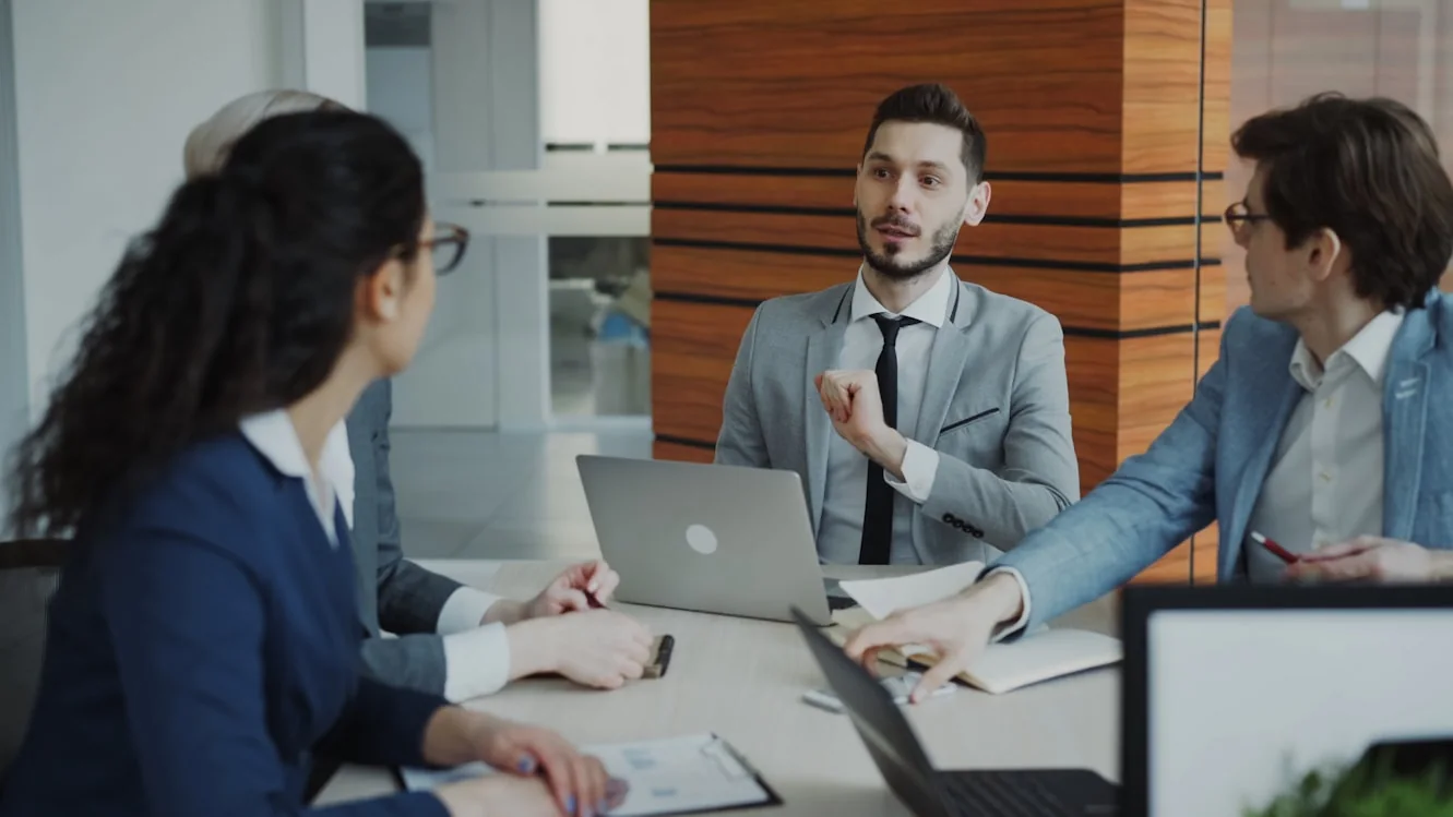 Business team collaborating on digital growth strategy